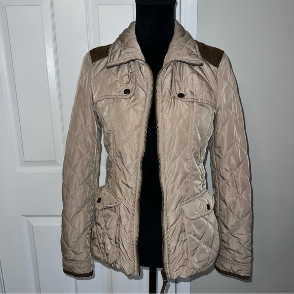 Zara quilted riding coat tan size S (outerwear, gorpcore, equestrian) - Picture 9 of 11